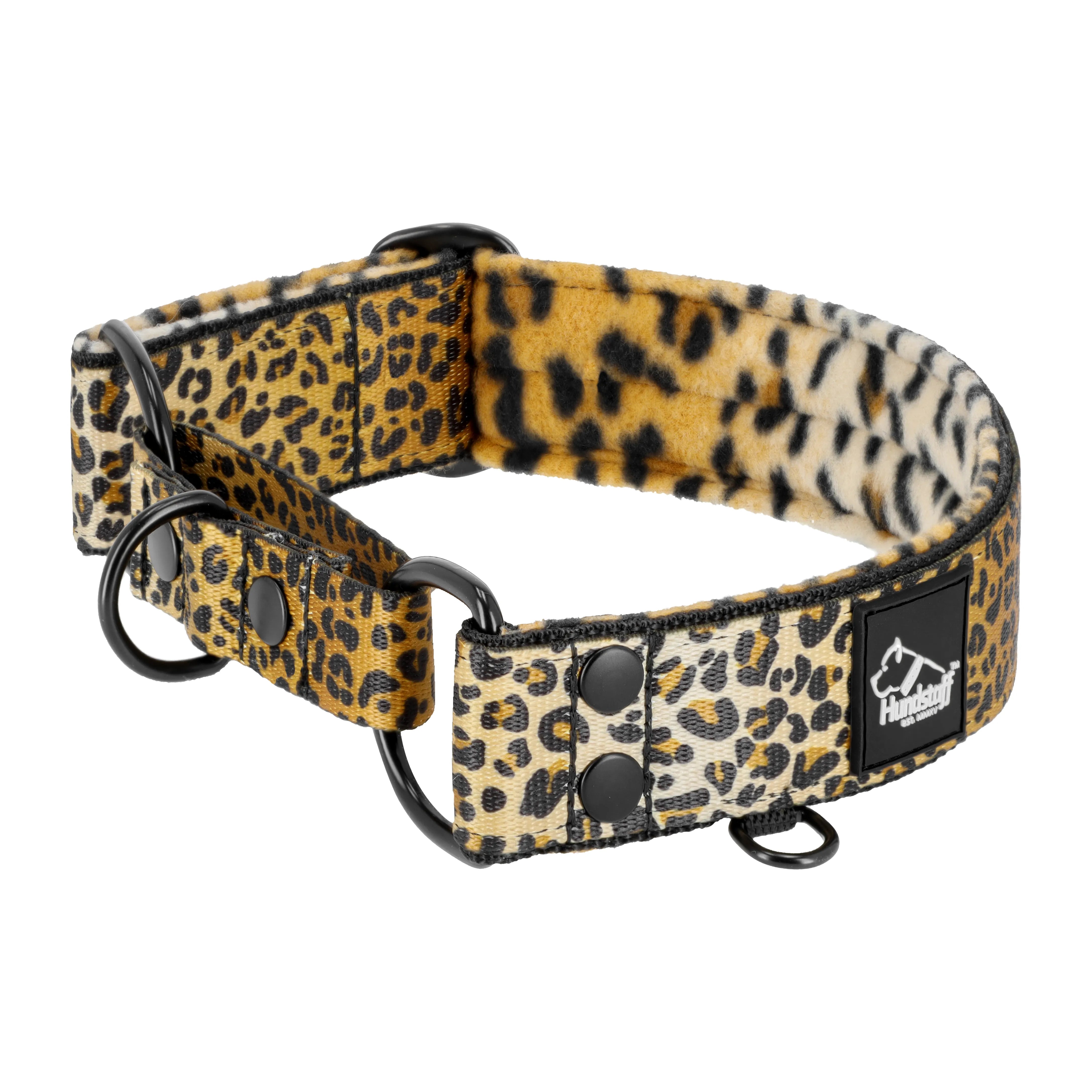 Martingale Leopard - Brett fodrat hundhalsband halvstryp