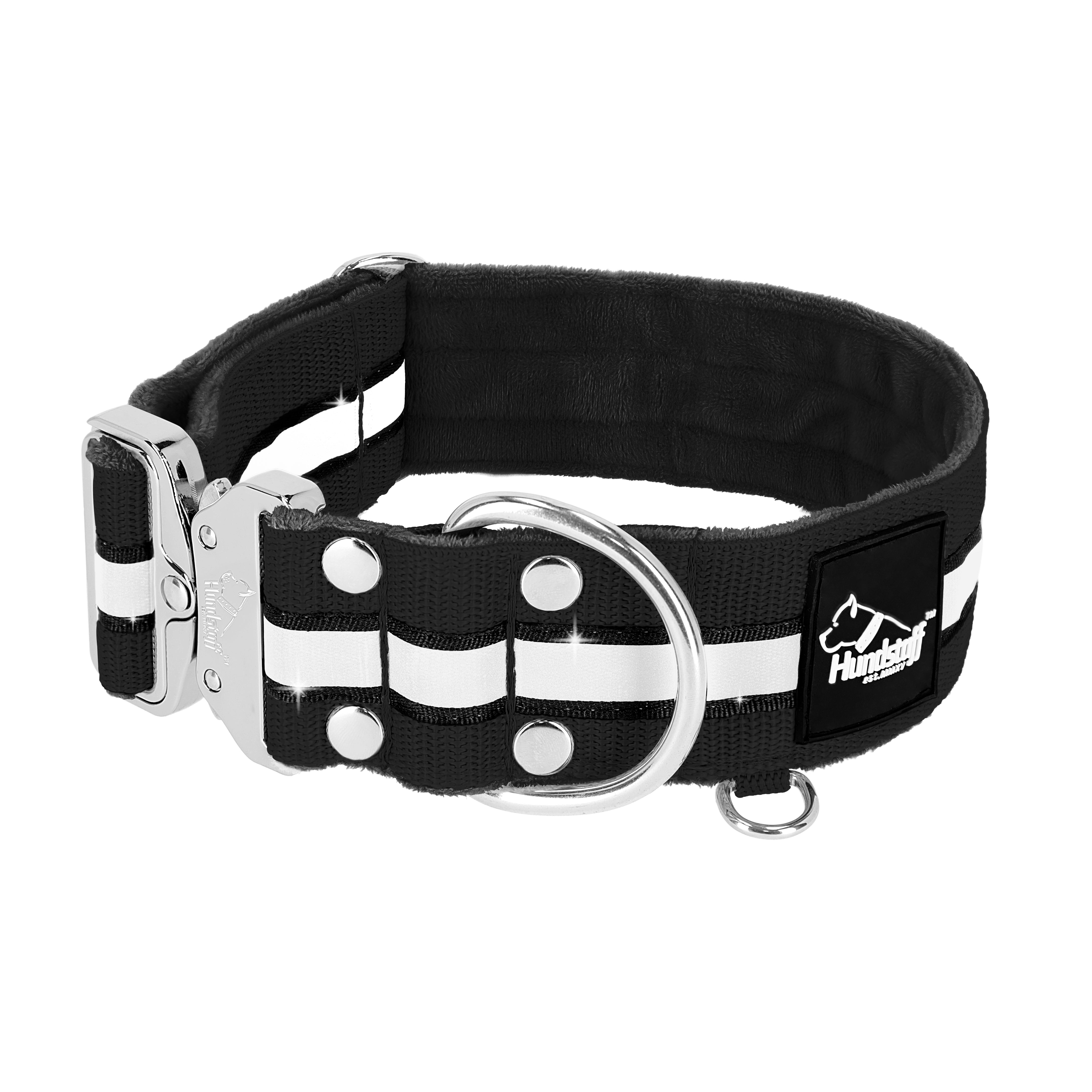 Extreme Silver Buckle Safe Svart - Säkert reflexhalsband