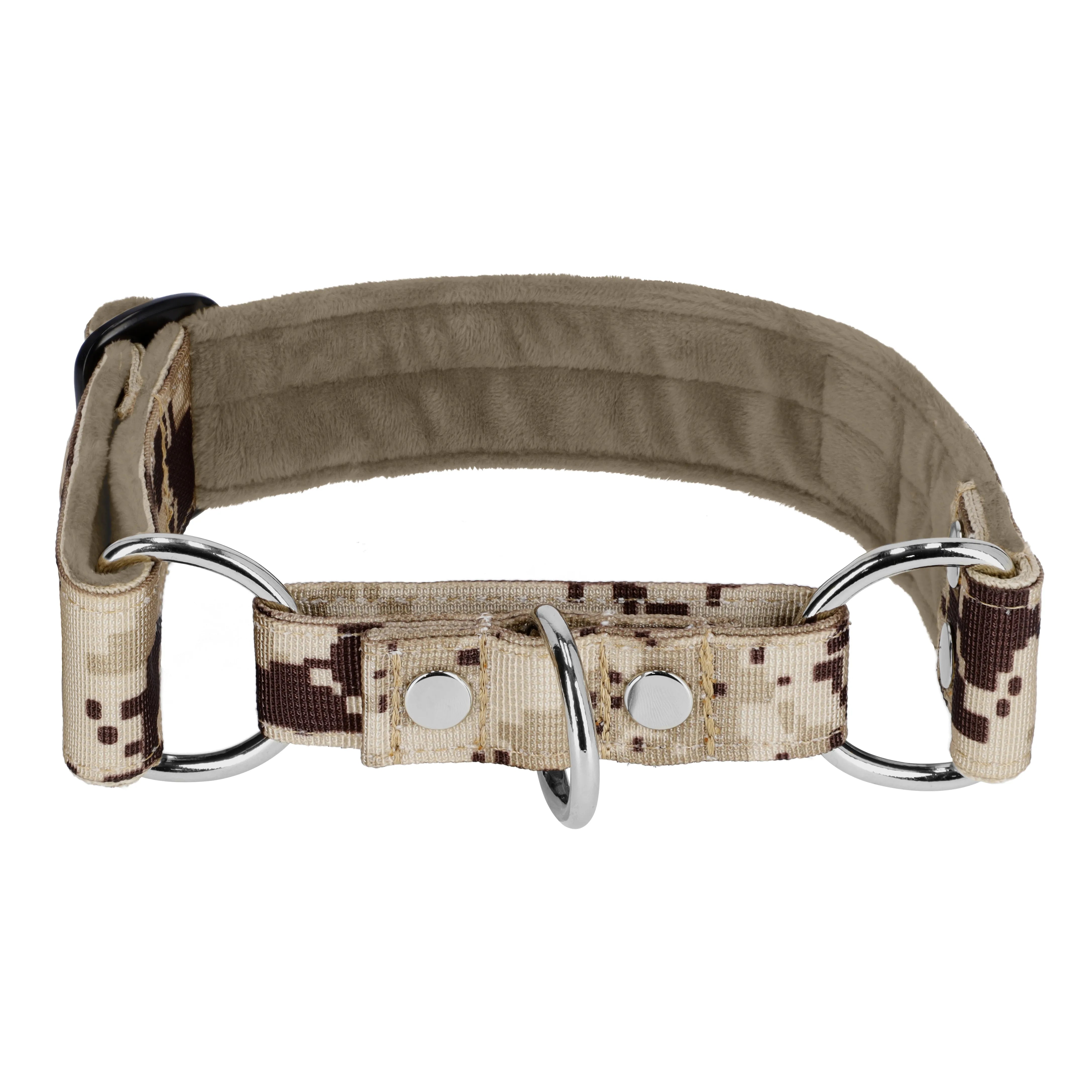 Martingale Camo Beige - Brett fodrat hundhalsband halvstryp