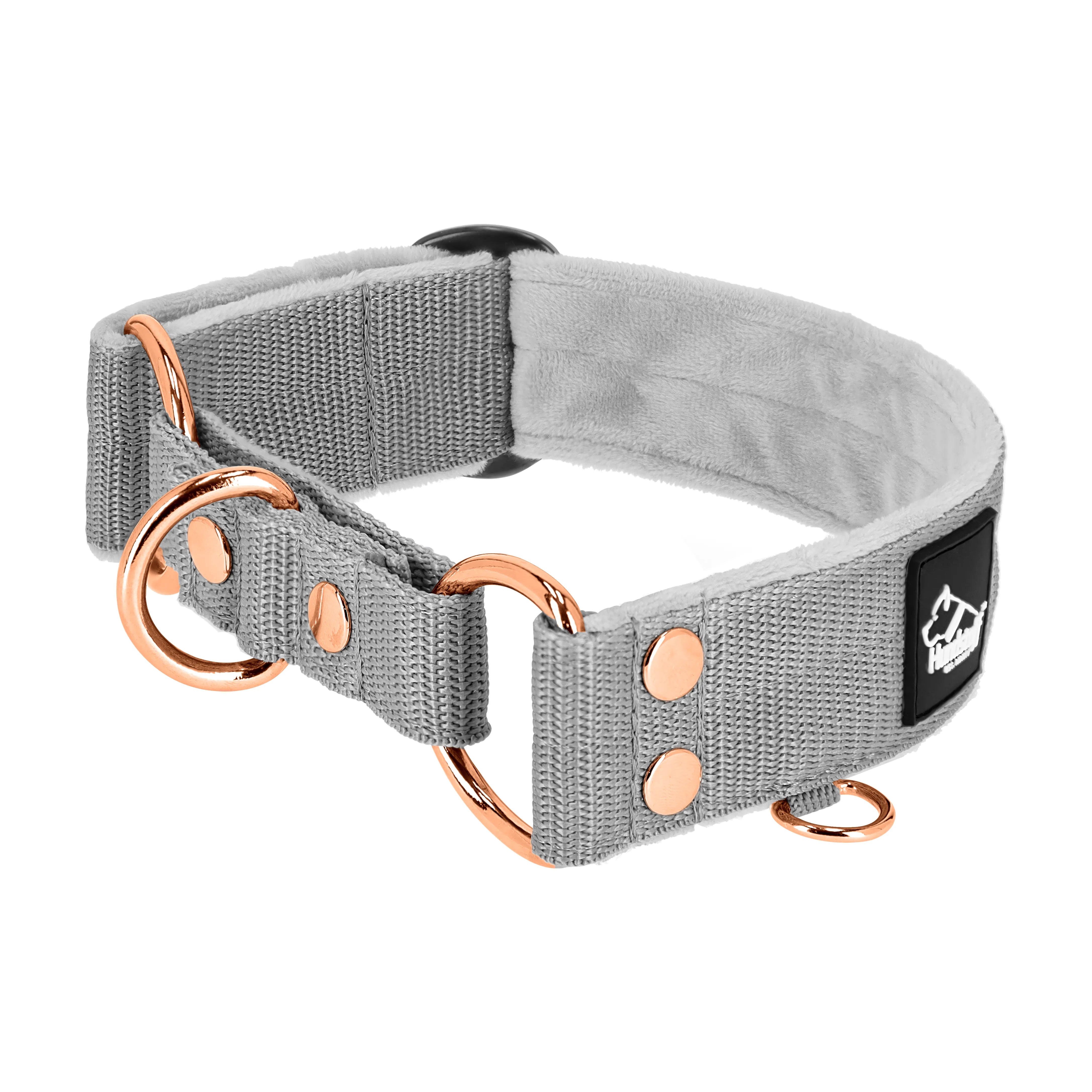 Martingale Rose Edition Grå - Brett fodrat halsband halvstryp