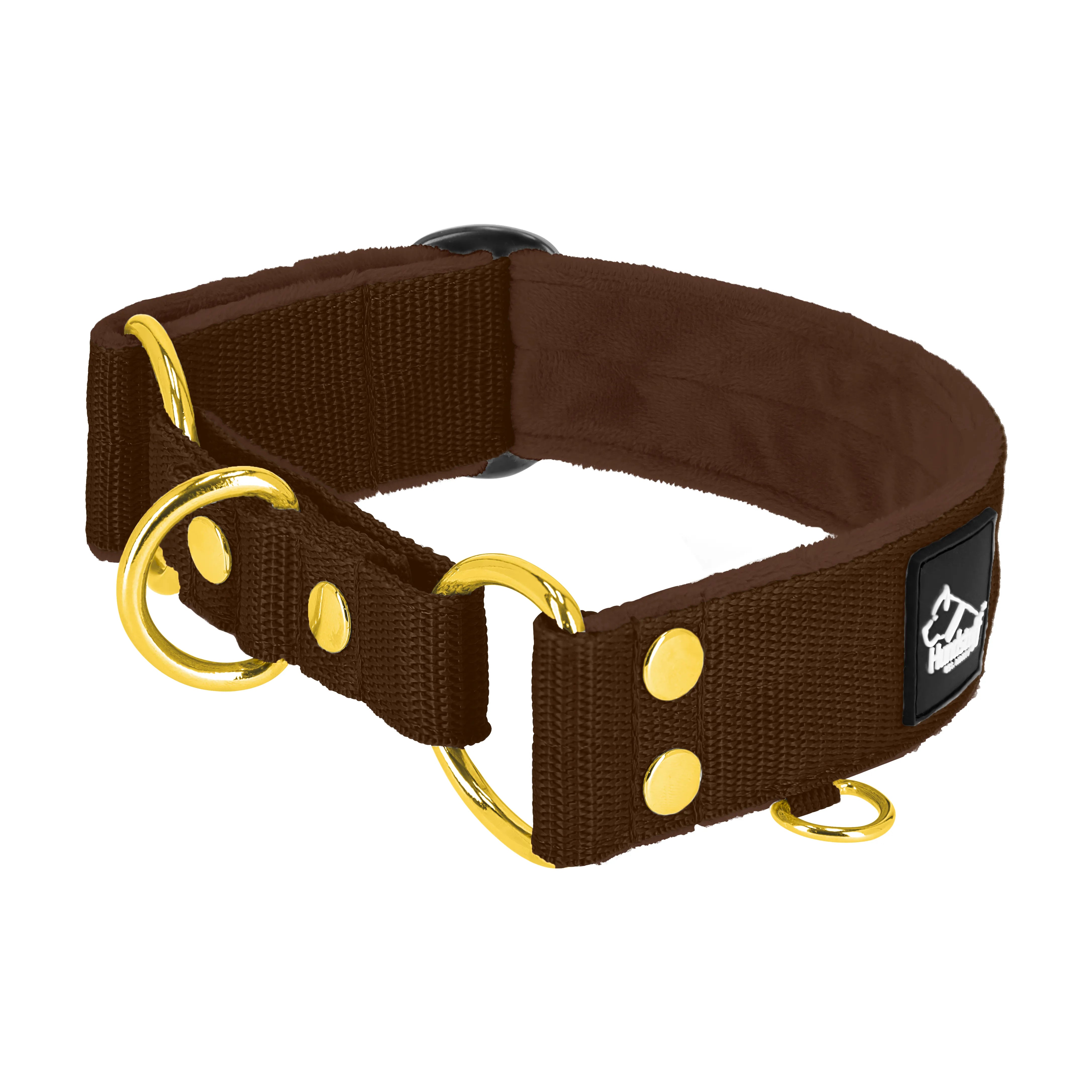 Martingale Golden Dark Brown - Brett fodrat halsband halvstryp