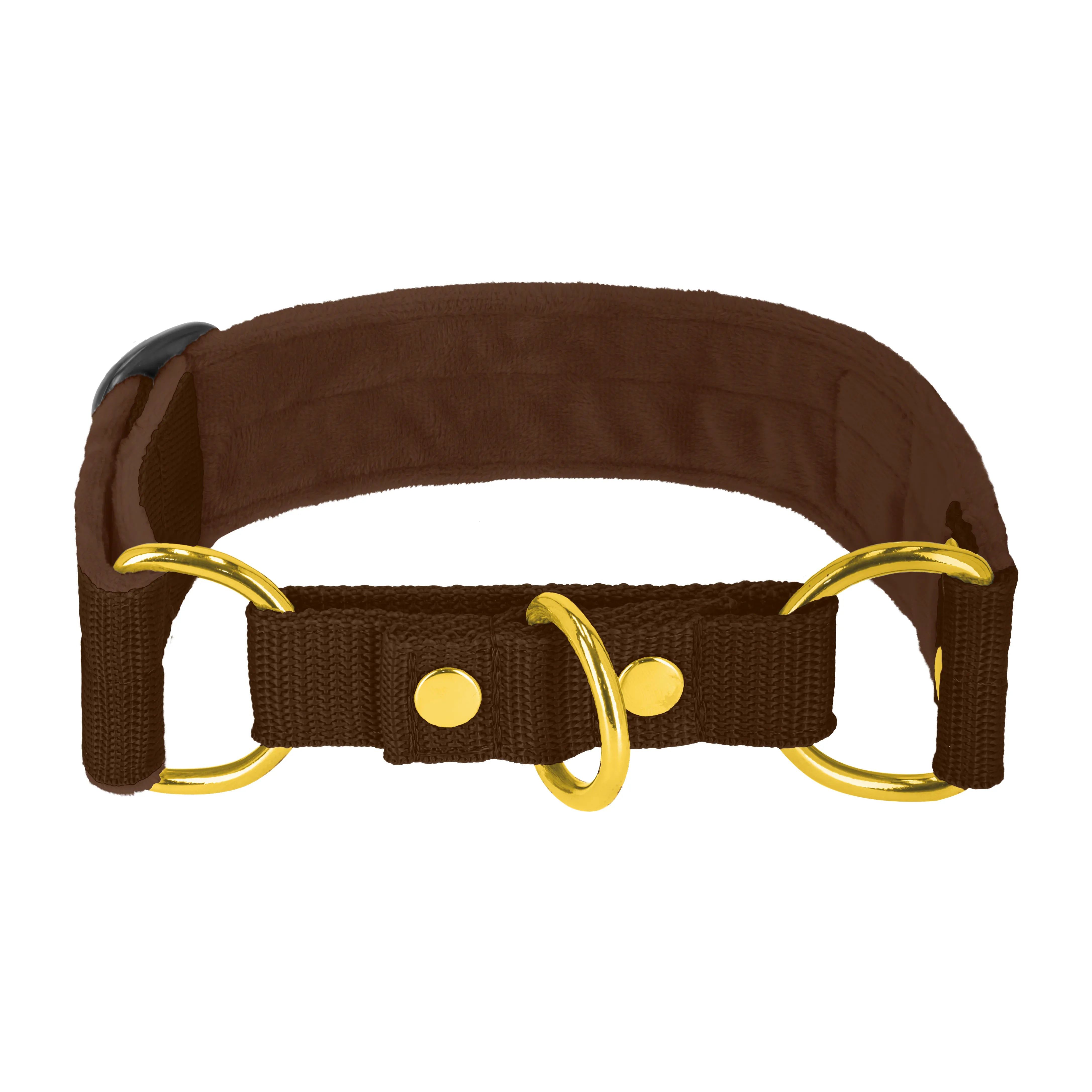 Martingale Golden Dark Brown - Brett fodrat halsband halvstryp