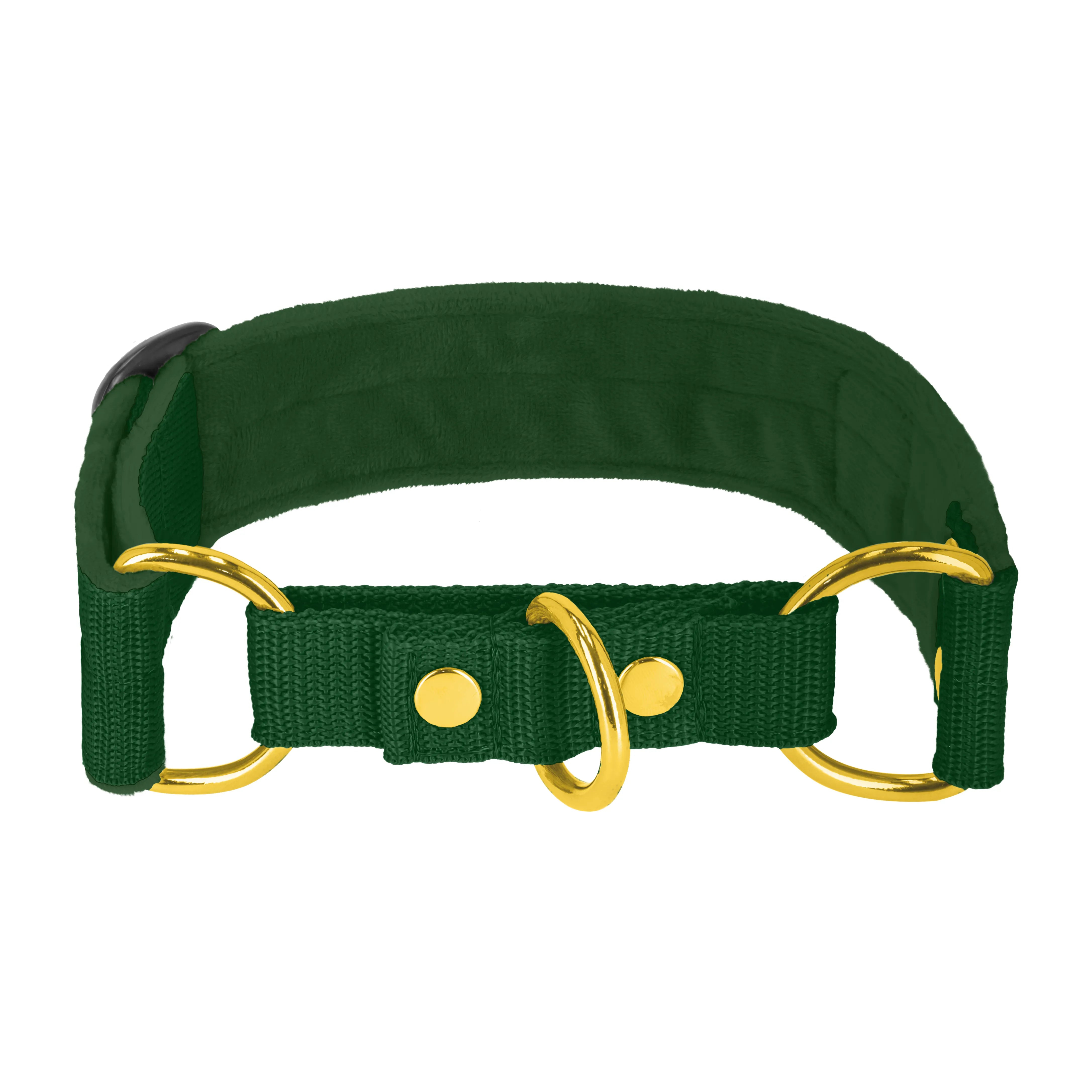 Martingale Golden Forest Green - Brett fodrat halsband halvstryp