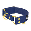 Martingale Golden Navy Blue - Brett fodrat halsband halvstryp