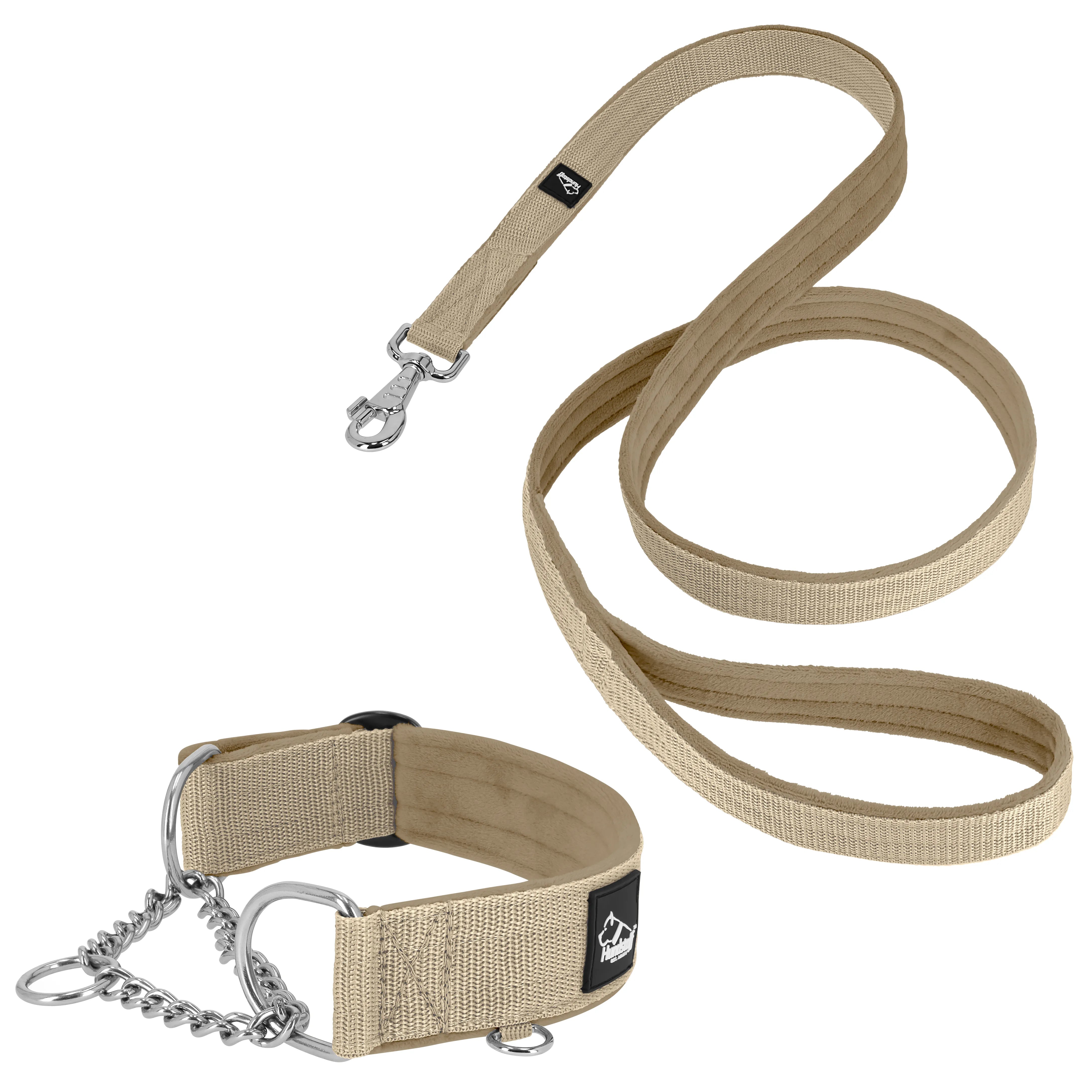 Martingale Chain Set Beige – Halvstryp halsband & koppel