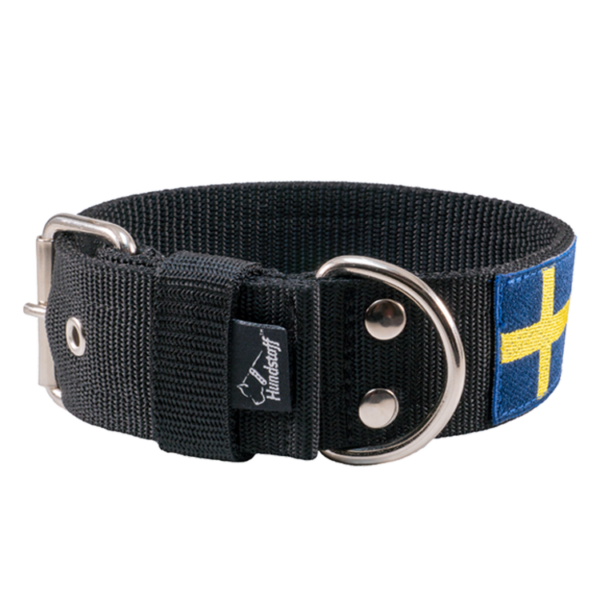 Active Black  Sweden- Brett slitstarkt halsband med svensk flagga