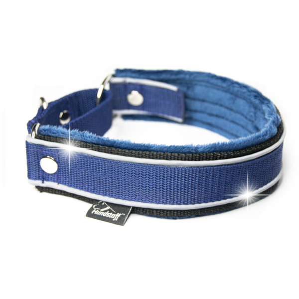 Martingale Safe Navy Blue – Brett fodrat halsband halvstryp med reflex