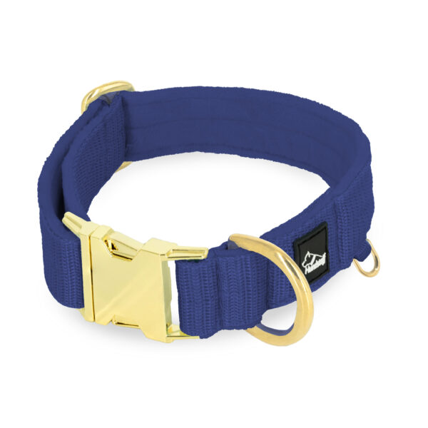 Easy Clip Golden Navy Blue – Reglerbart halsband med knäppspänne