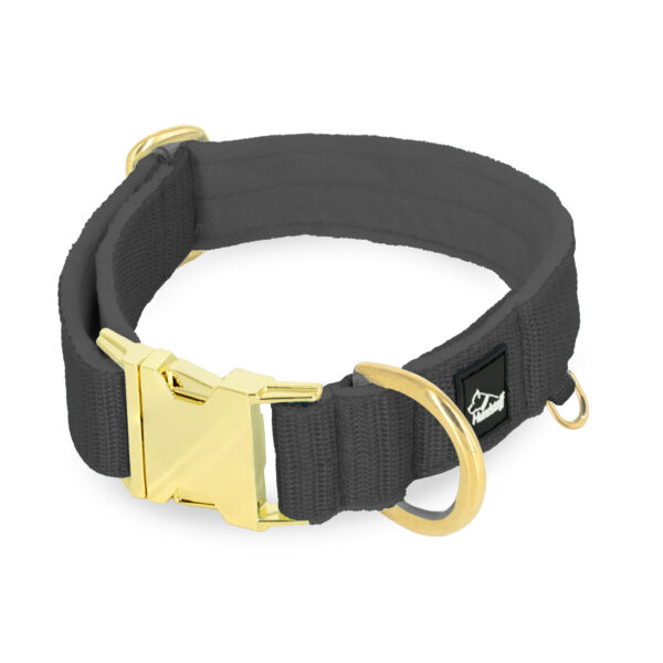 Easy Clip Golden Dark Grey – Reglerbart halsband med knäppspänne