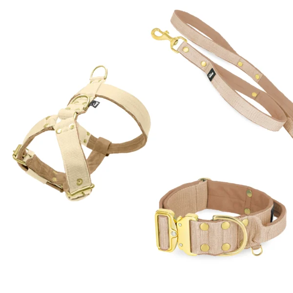 Easy Clip Golden Beige – Reglerbart halsband med knäppspänne