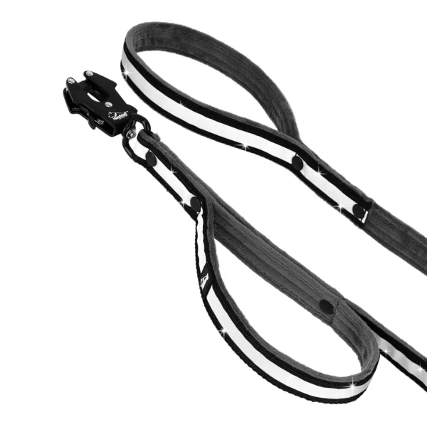 Black Safe Leash Dark Grey – Säkert koppel med reflex i olika längder